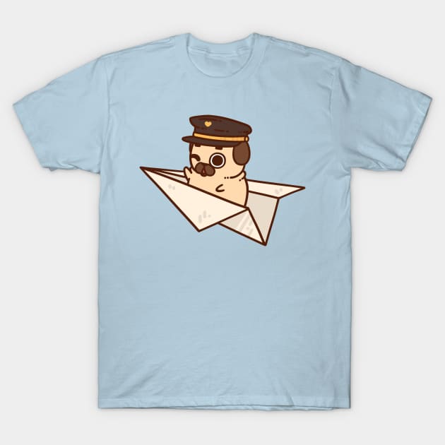 Paper Airplane Puglie T-Shirt by Puglie Pug 